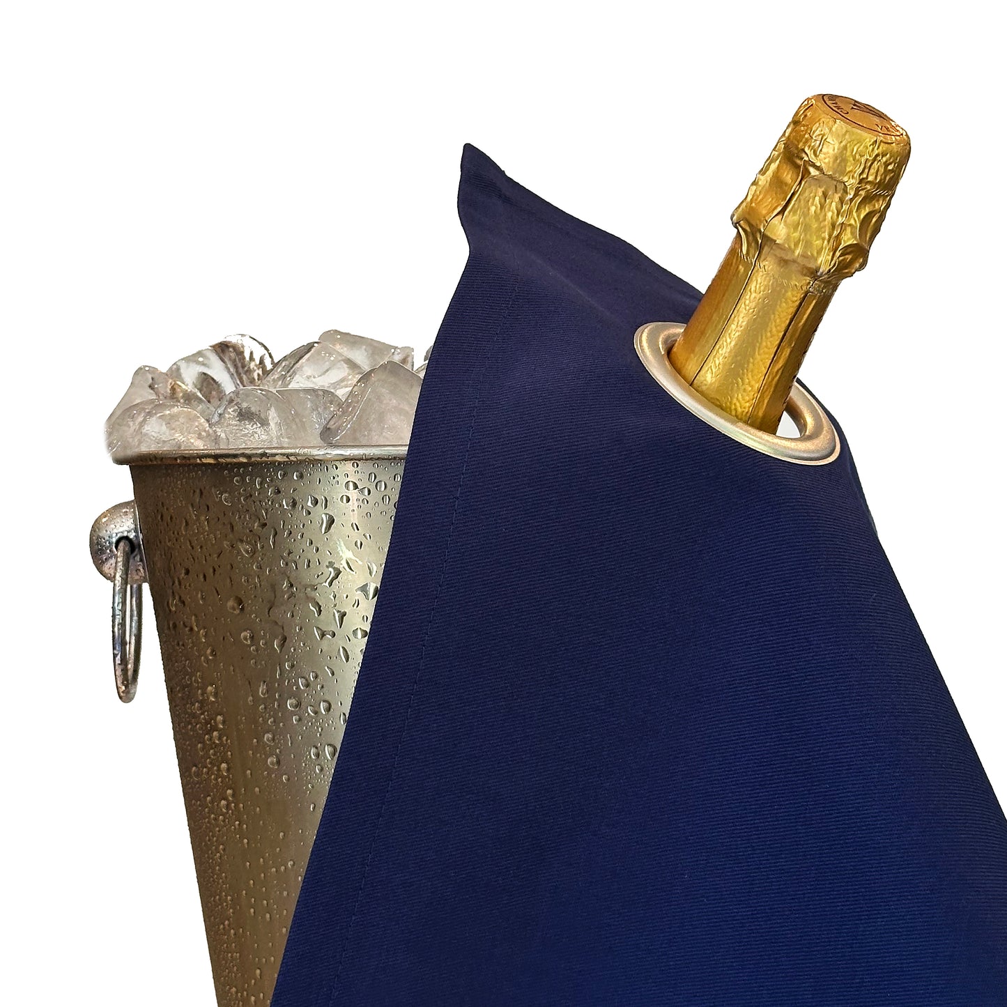 Classic BottleCloth - Royal Blue με Ασημένιο Μεταλλικό Δαχτυλίδι, Βαμβάκι, 42 cm, Γωνιακή τρύπα