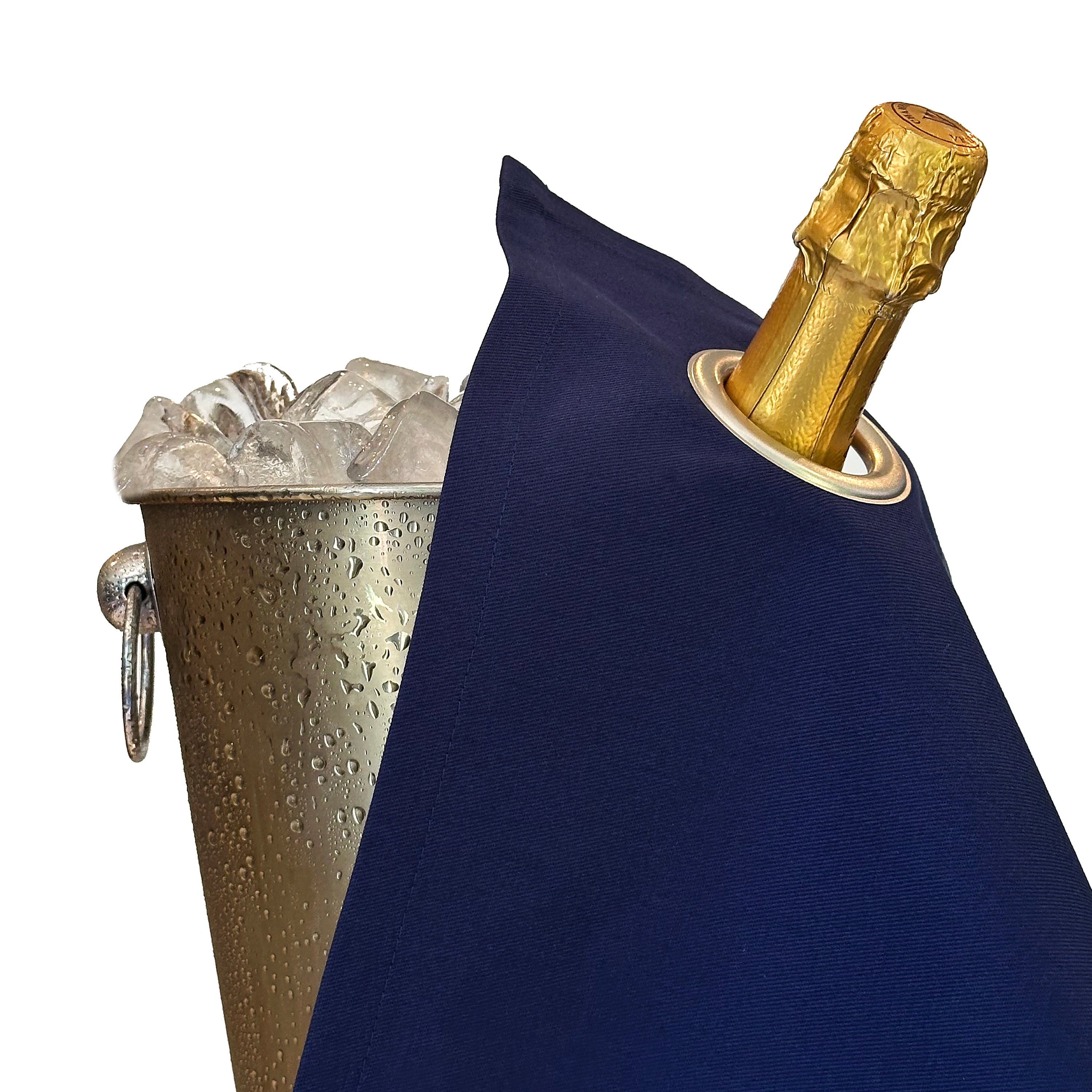 Classic BottleCloth · Royal Blue with Silver Metal Ring, Cotton, 42 cm, Corner Hole