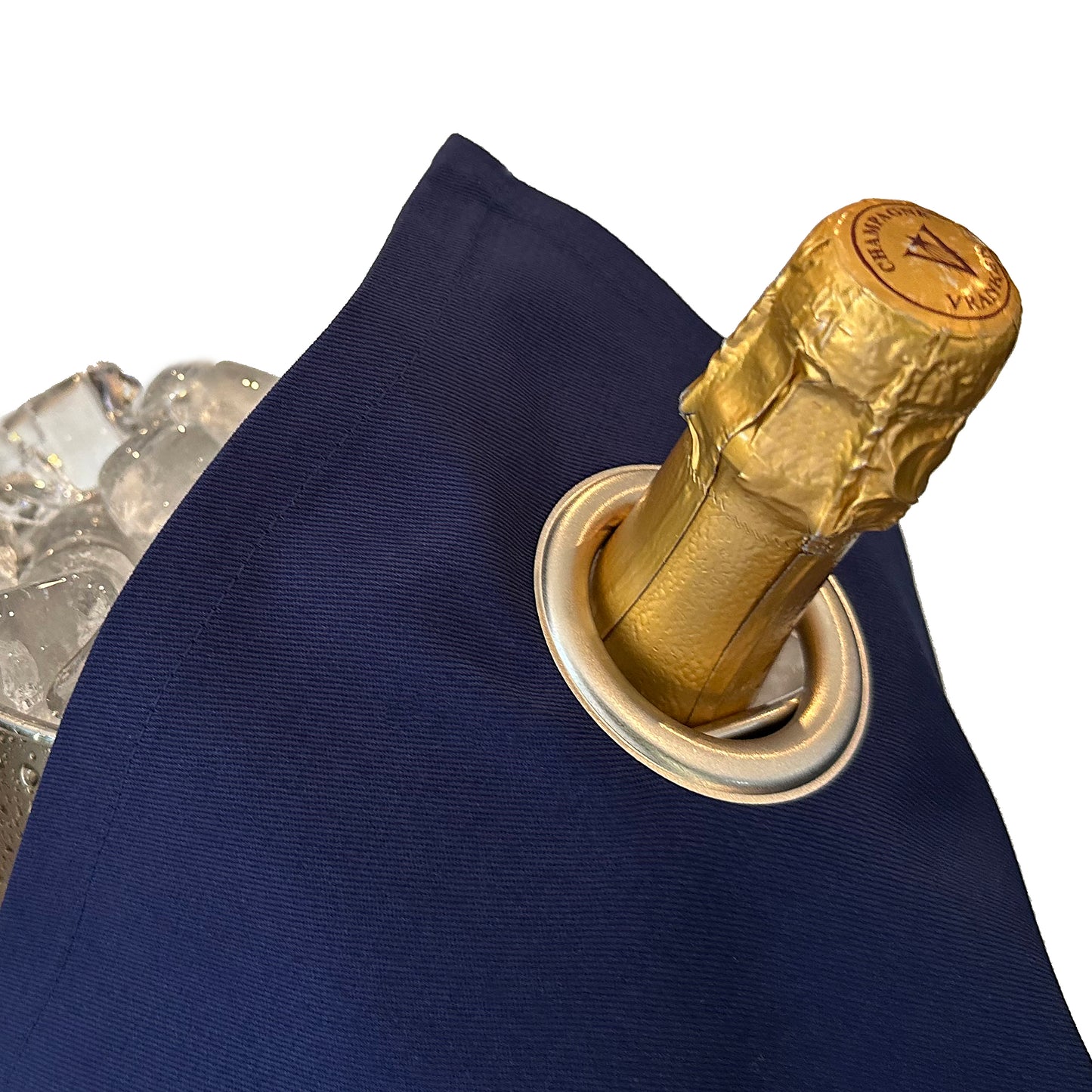 Classic BottleCloth - Royal Blue with Silver Metal Ring, Cotton, 42 cm, Corner Hole