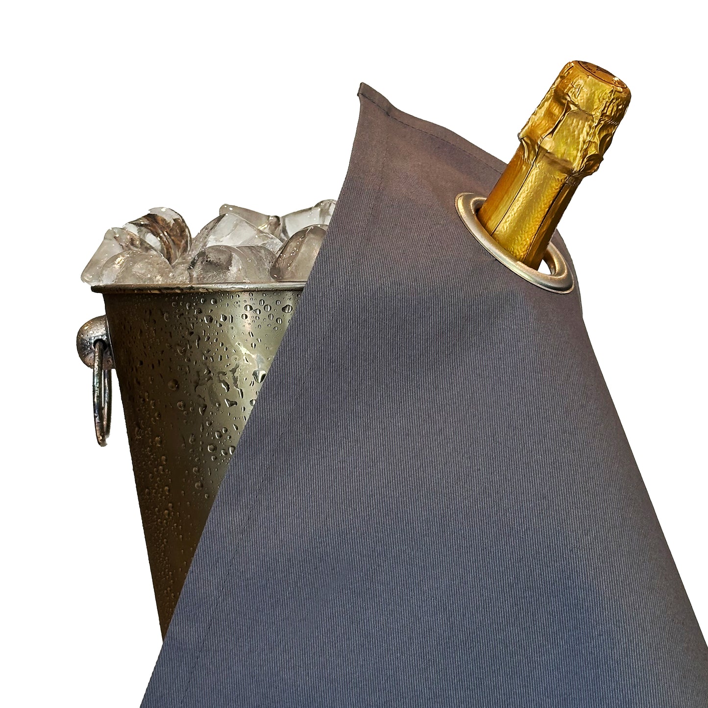 Classic BottleCloth - Platinum with Silver Metal Ring, Cotton, 42 cm, Corner Hole