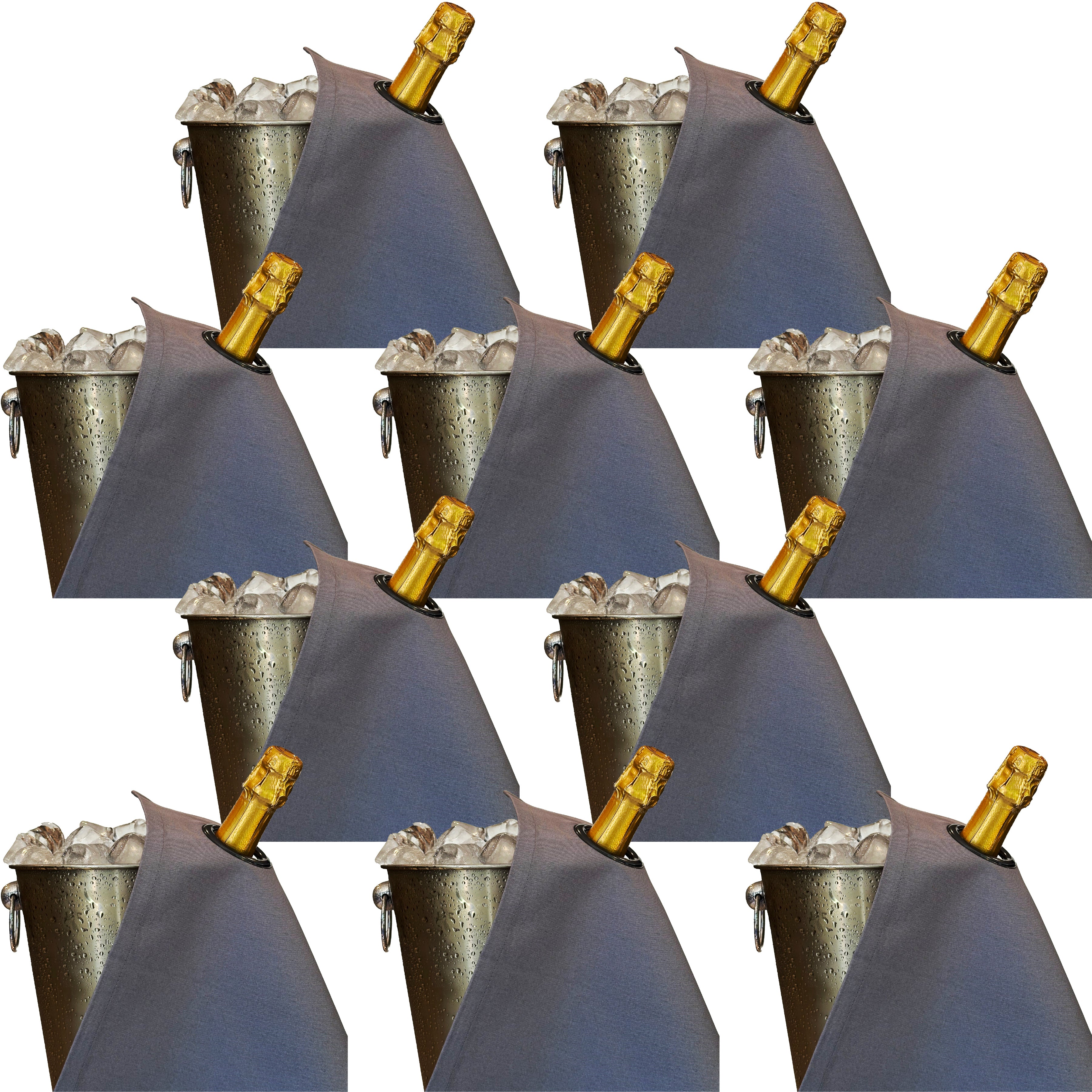 Klassiska flaskor · Platina med kolmetallring, bomull, 42 cm, hörnhål · Pack med 10