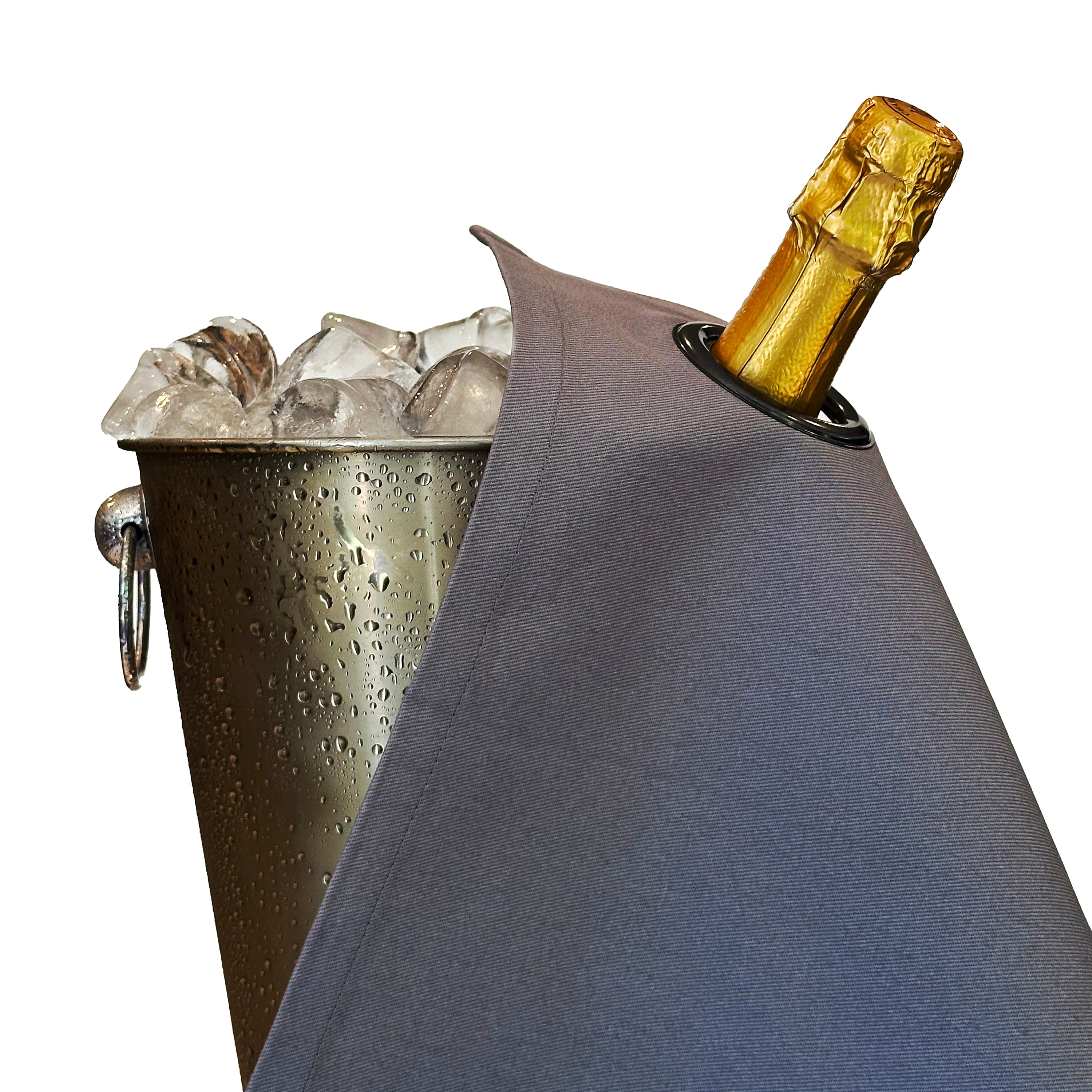 Classic BottleCloth · Platinum with Charcoal Metal Ring, Cotton, 42 cm, Corner Hole