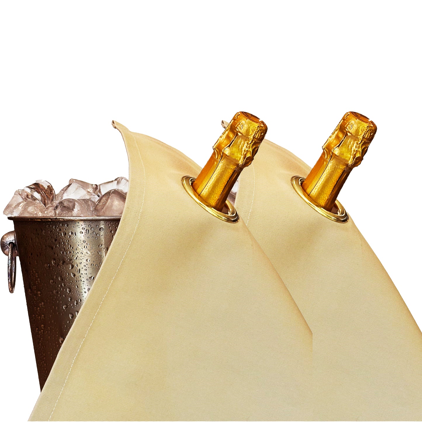 Classic BottleCloths · Gold with Gold Metal Ring, Cotton, 42 cm, Corner Hole · Pack of 2