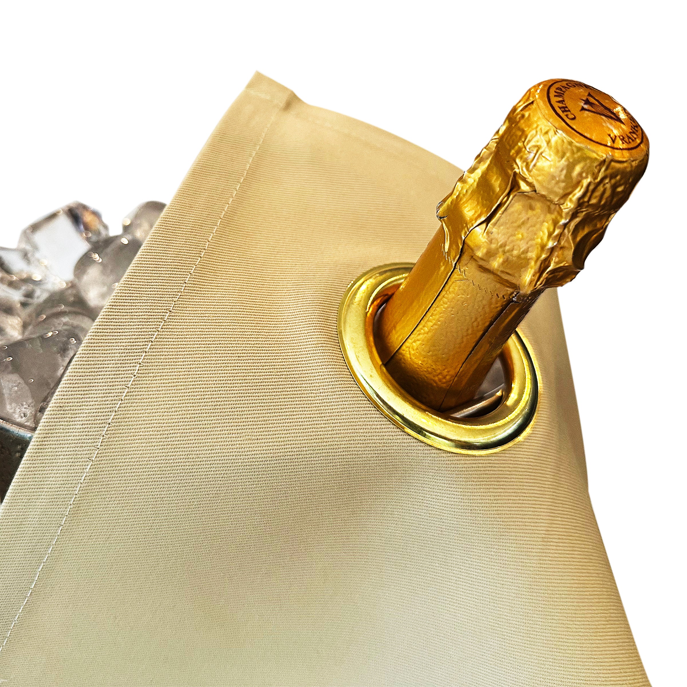 Classic BottleCloth · Gold with Gold Metal Ring, Cotton, 42 cm, Corner Hole