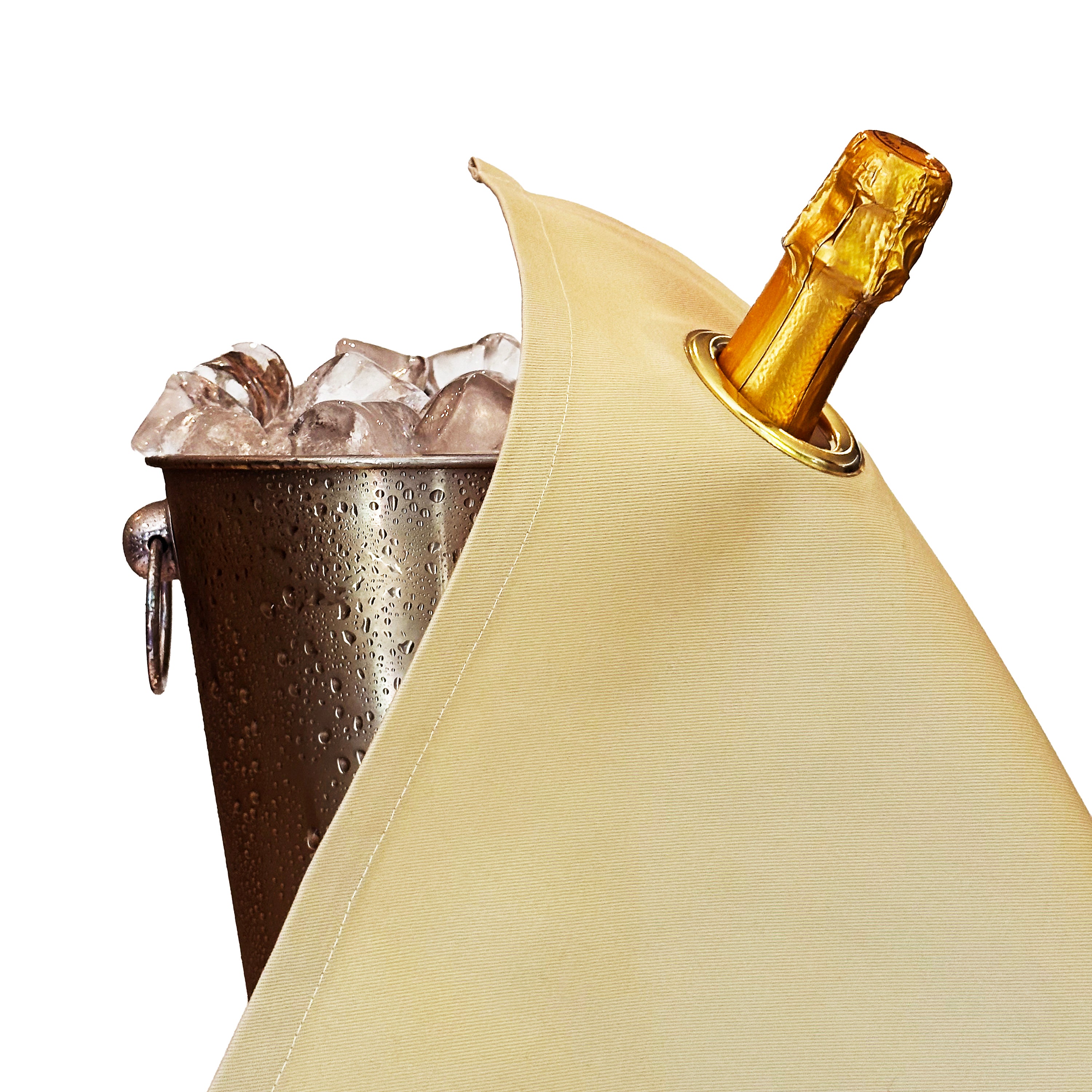 Classic BottleCloth · Gold with Gold Metal Ring, Cotton, 42 cm, Corner Hole