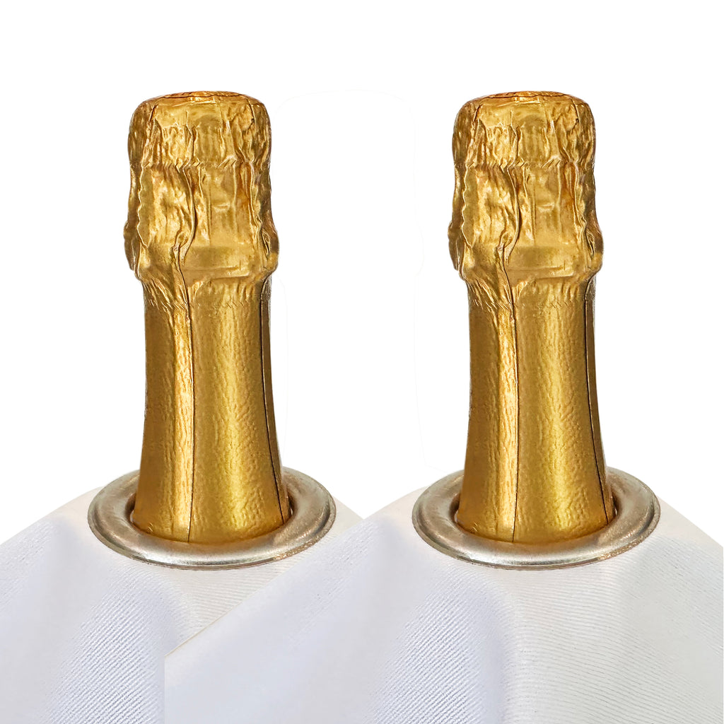 Classic BottleCloths · White with Silver Metal Ring, Cotton, 54 cm, Center Hole · Pack of 2