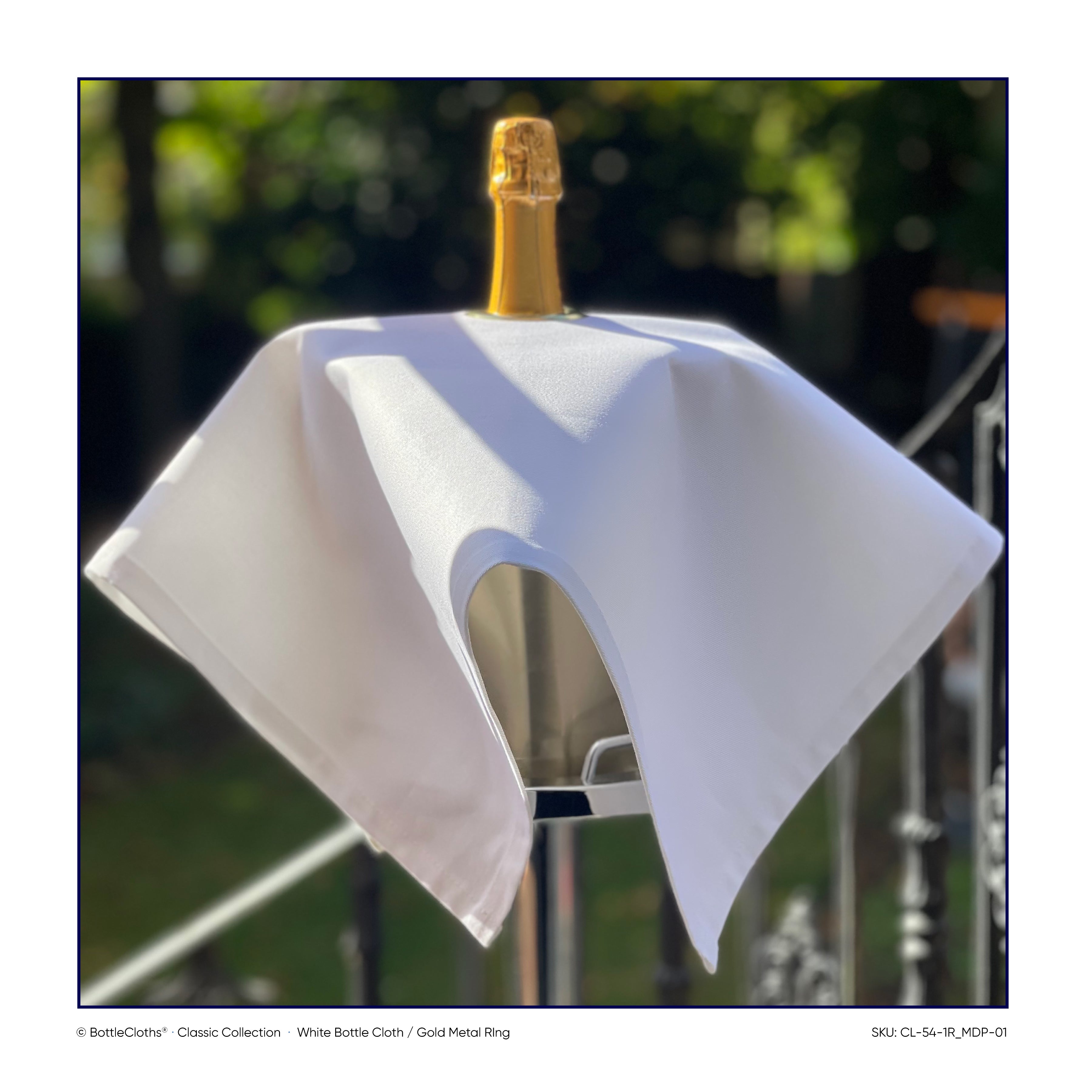 Classic BottleCloth · White with Gold Metal Ring, Cotton, 54 cm, Center Hole