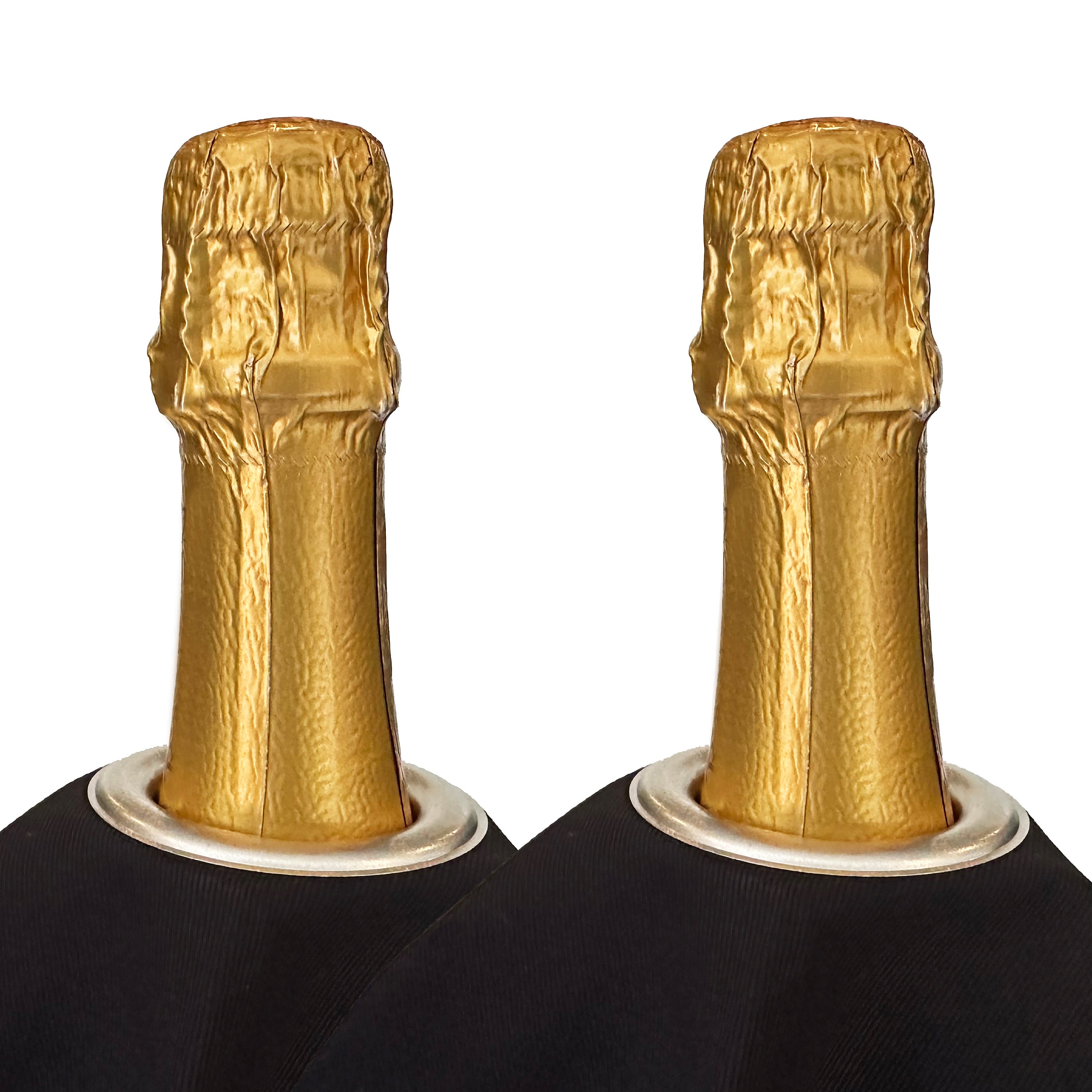 Klassiska flaskor · Svart med silvermetallring, bomull, 54 cm, mitthål · Pack med 2