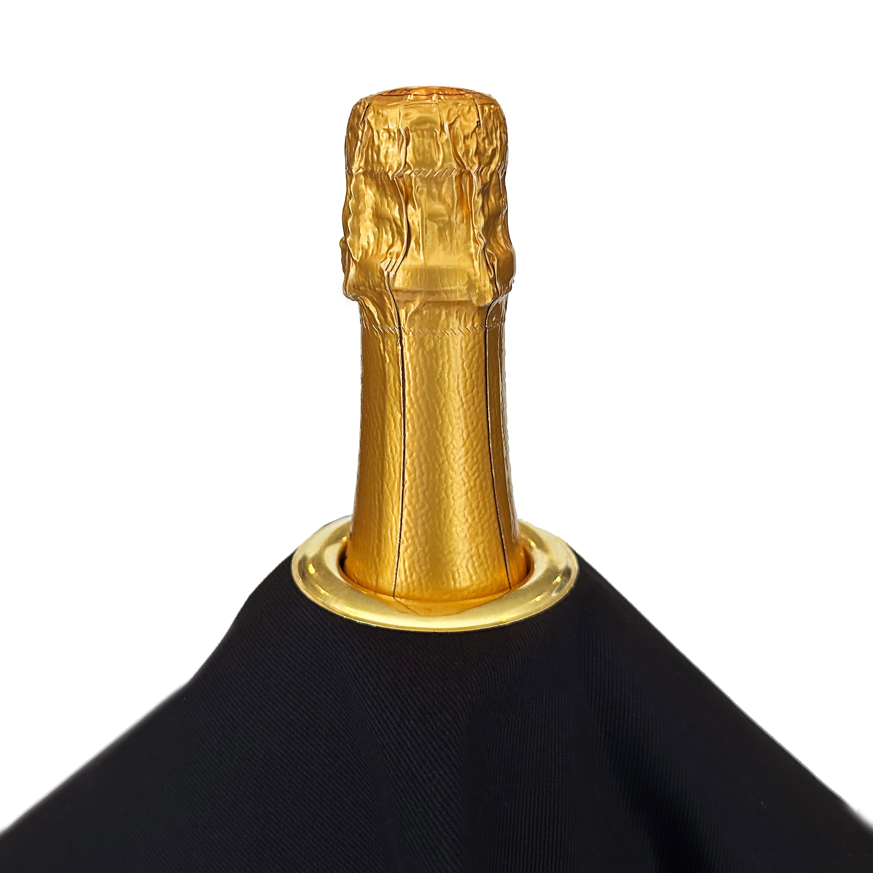 Classic BottleCloth · Black with Gold Metal Ring, Cotton, 54 cm, Center Hole