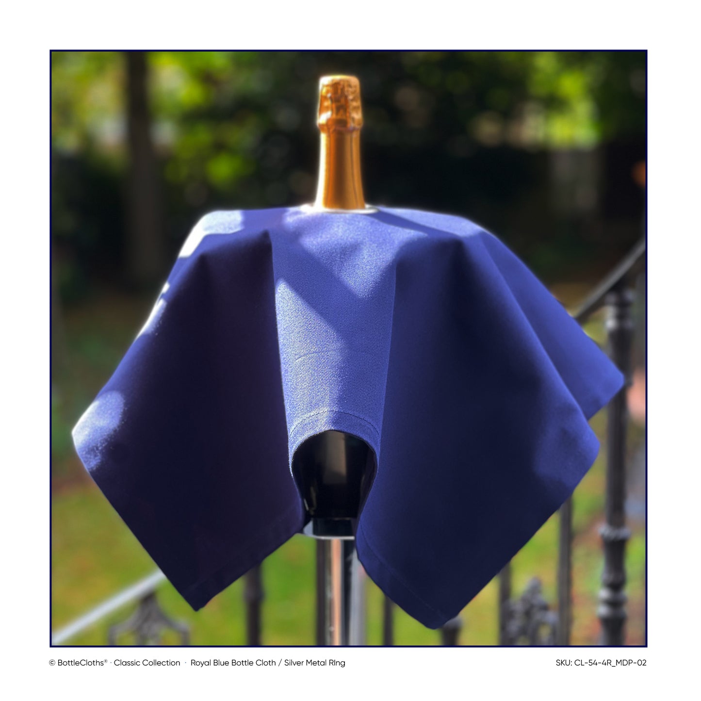 Classic BottleCloth - Royal Blue with Silver Metal Ring, Cotton, 54 cm, Center Hole