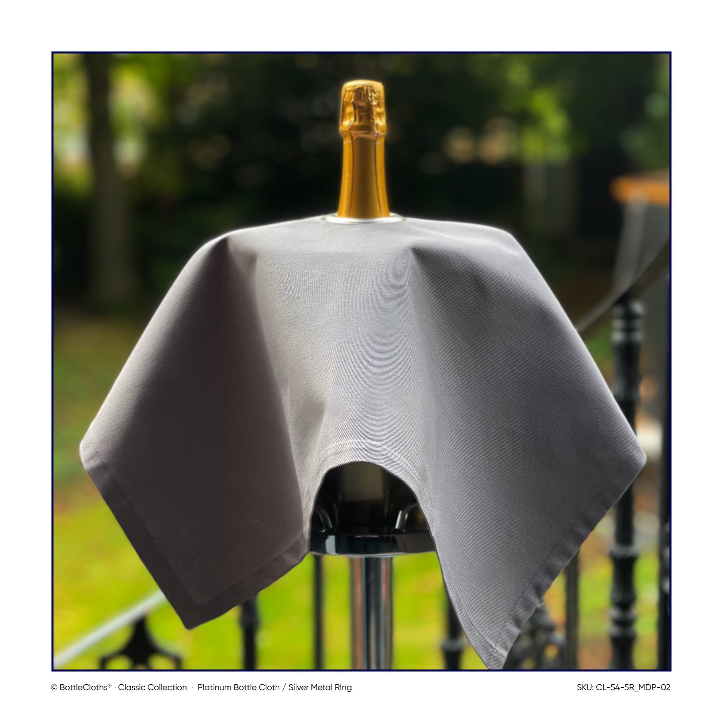 Classic BottleCloth - Platinum with Silver Metal Ring, Cotton, 54 cm, Center Hole