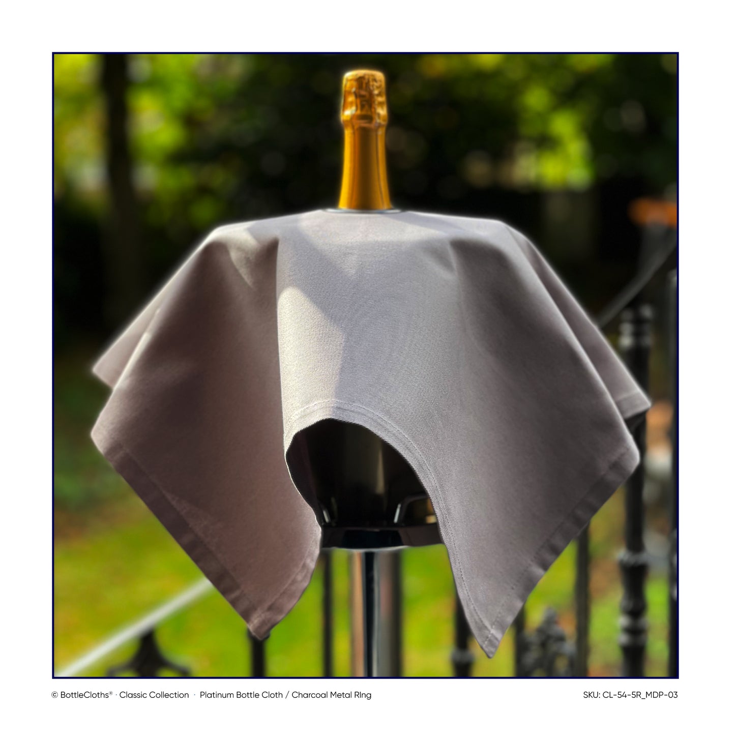 Classic BottleCloth - Platinum with Charcoal Metal Ring, Cotton, 54 cm, Center Hole