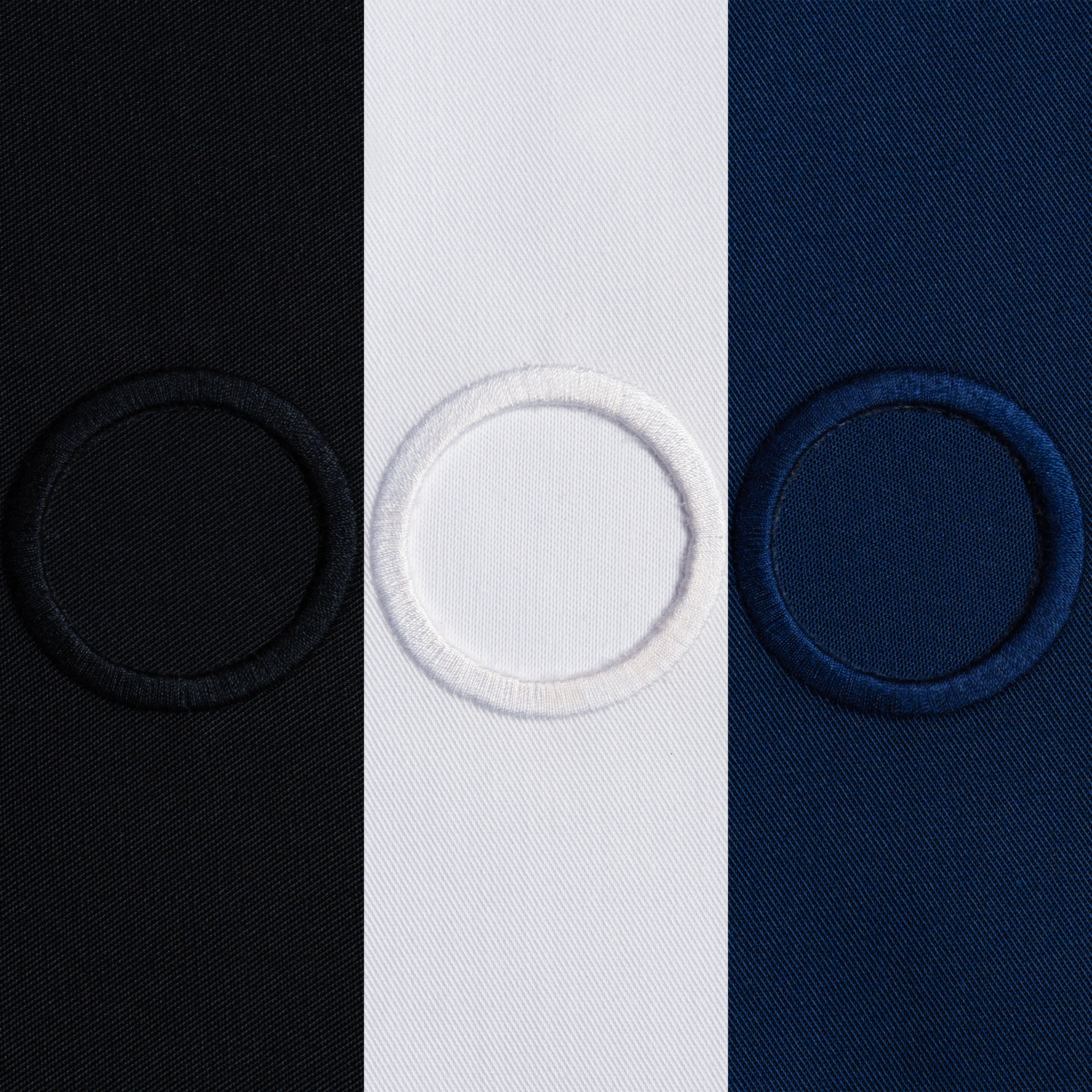 Catering BottleCloths - White, Black & Navy, Polycotton, 42 cm, Corner Hole, Stitched Circle - Colour Combo, Pack of 3