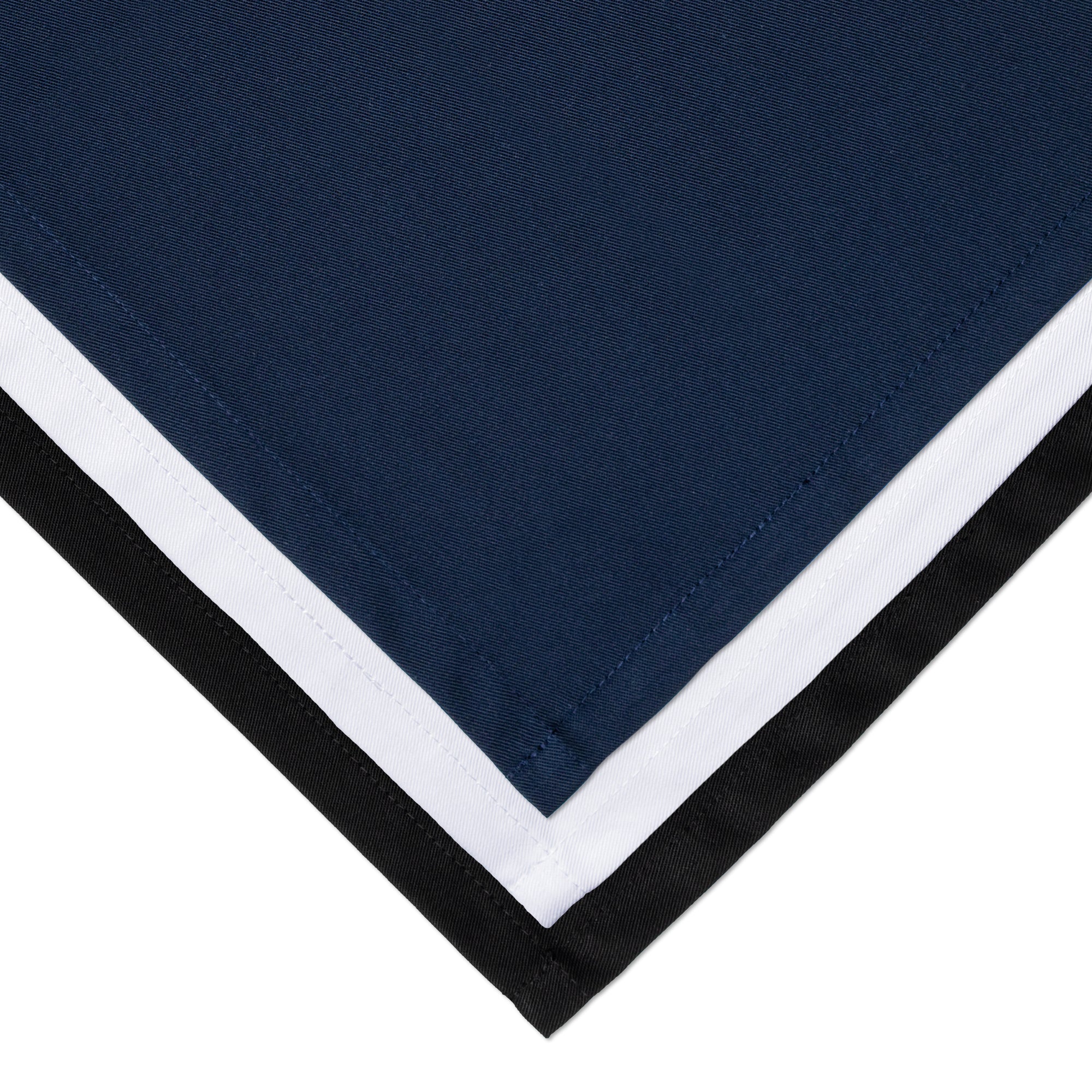 Catering BottleCloths - White, Black & Navy, Polycotton, 42 cm, Corner Hole, Stitched Circle - Colour Combo, Pack of 3