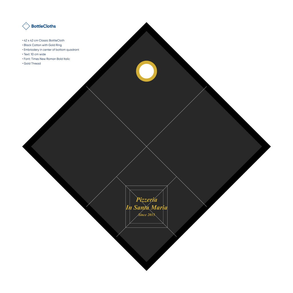 Classic Bottlecloths · Χρυσό με χρυσό μεταλλικό δαχτυλίδι, βαμβάκι, 42 cm, γωνιακή οπή · Πακέτο 25