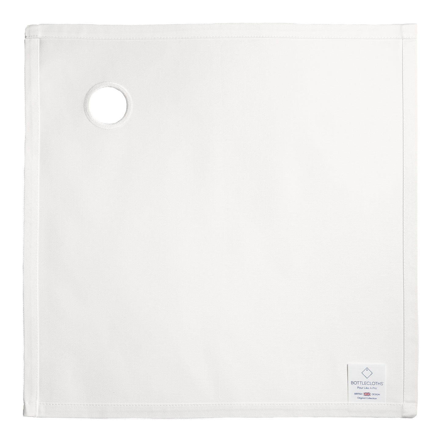 Torchon original · Blanc, coton, 42 cm, trou d'angle, cercle cousu