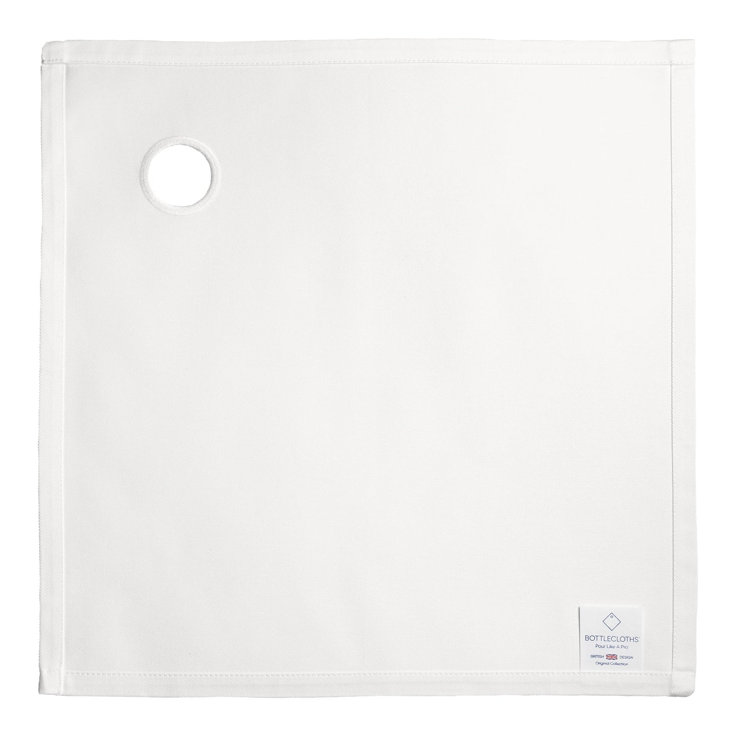 Linge à bouteilles original · Blanc, coton, 42 cm, trou d'angle, cercle cousu · Lot de 2