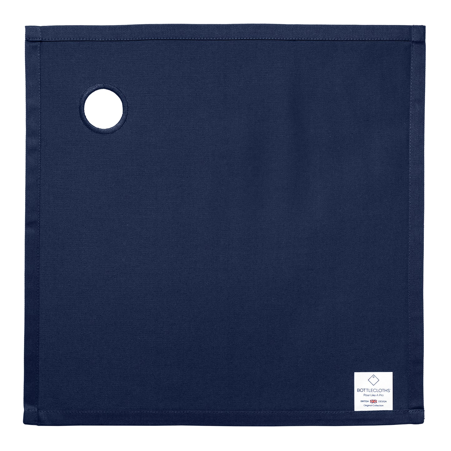 Linge à bouteilles original · Bleu roi, coton, 42 cm, trou d'angle, cercle cousu · Paquet de 8