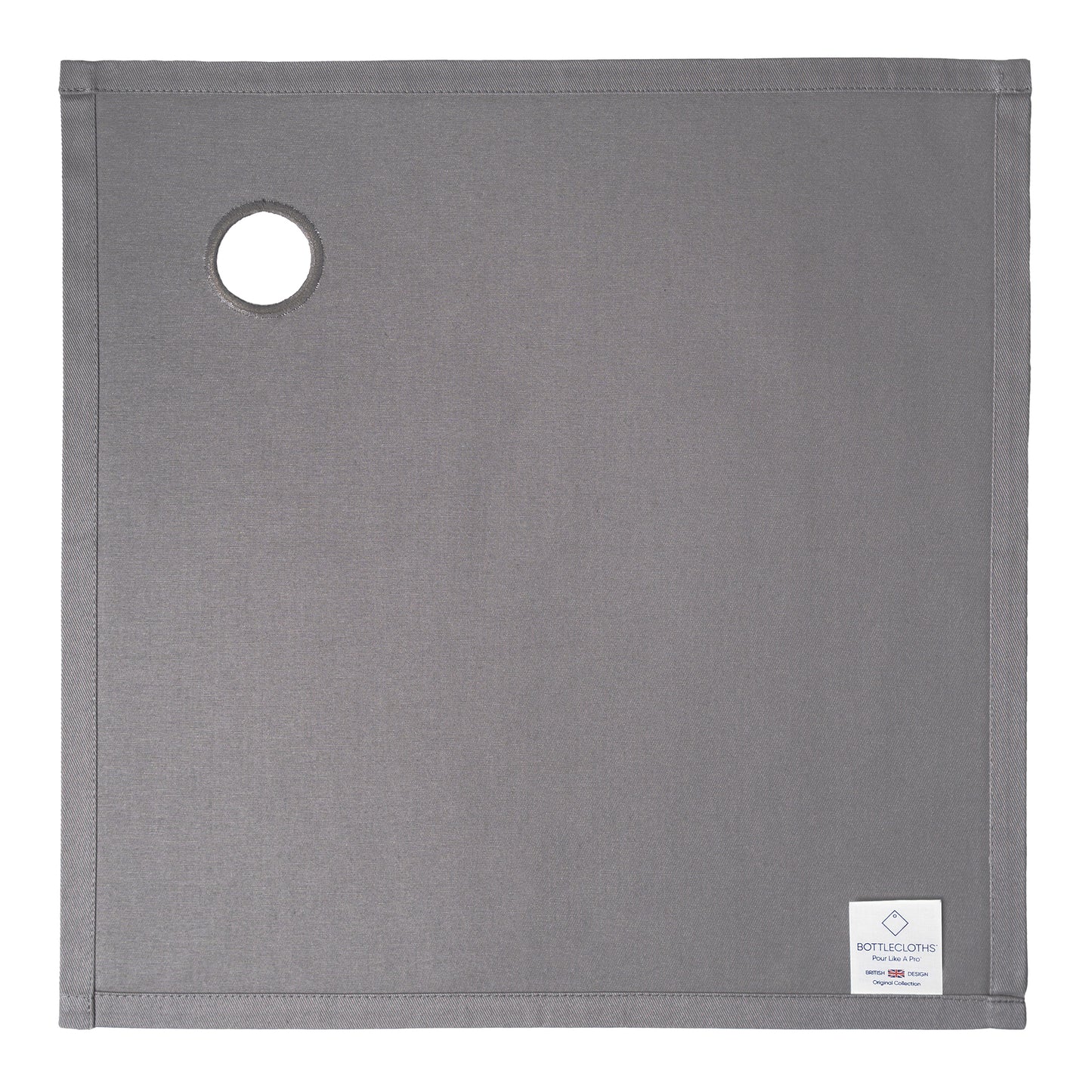 Original BottleCloth · Platinum, Cotton, 42 cm, Corner Hole, Stitched Circle