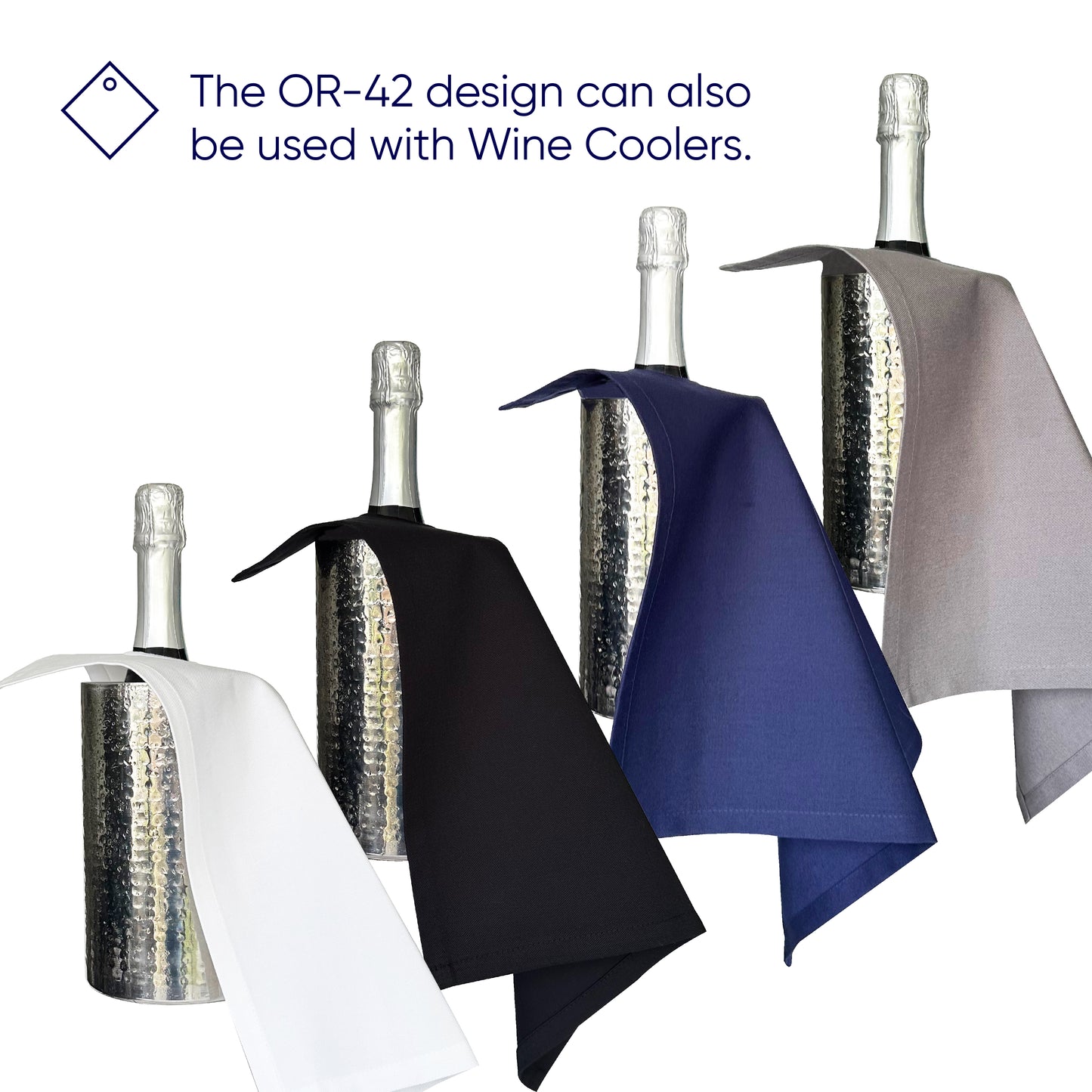 Original BottleCloths · White, Black, Royal Blue & Platinum, Cotton, 42 cm, Corner Hole, Stitched Circle · Colour Combo, Pack of 4