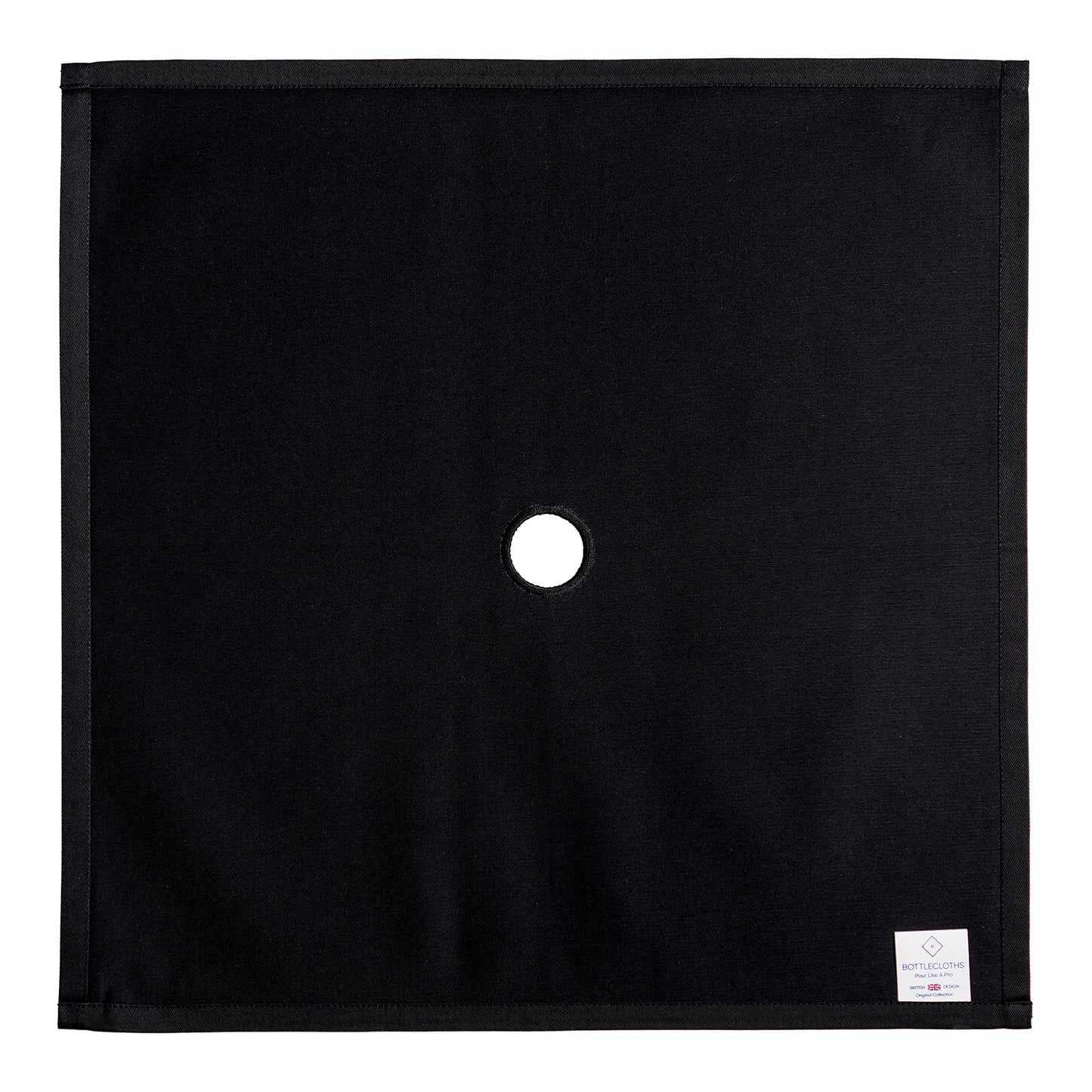 Original BottleCloth - Black, Cotton, 54 cm, Center Hole, Stitched Circle - Pack of 1