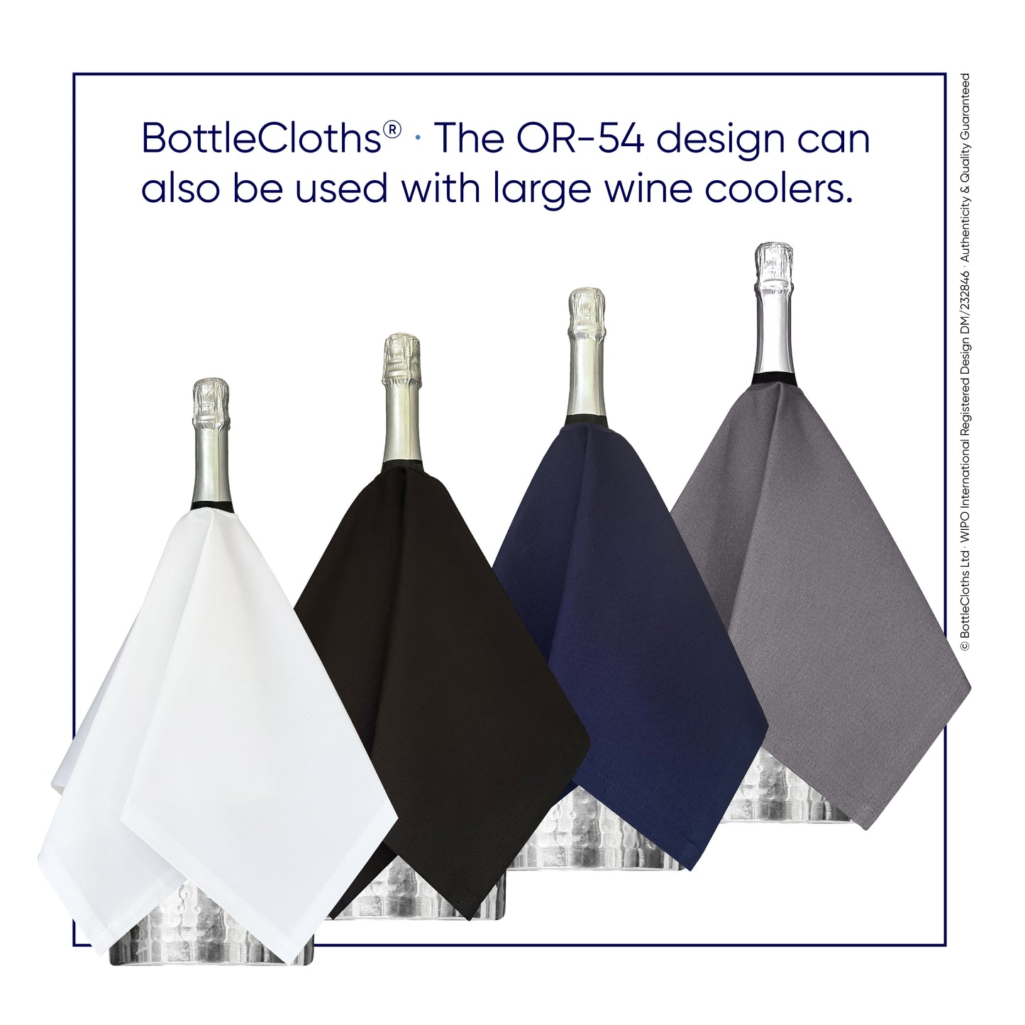 Original BottleCloth – bílá, bavlna, 54 cm, středová dírka, prošívaný kruh – balení 8 ks