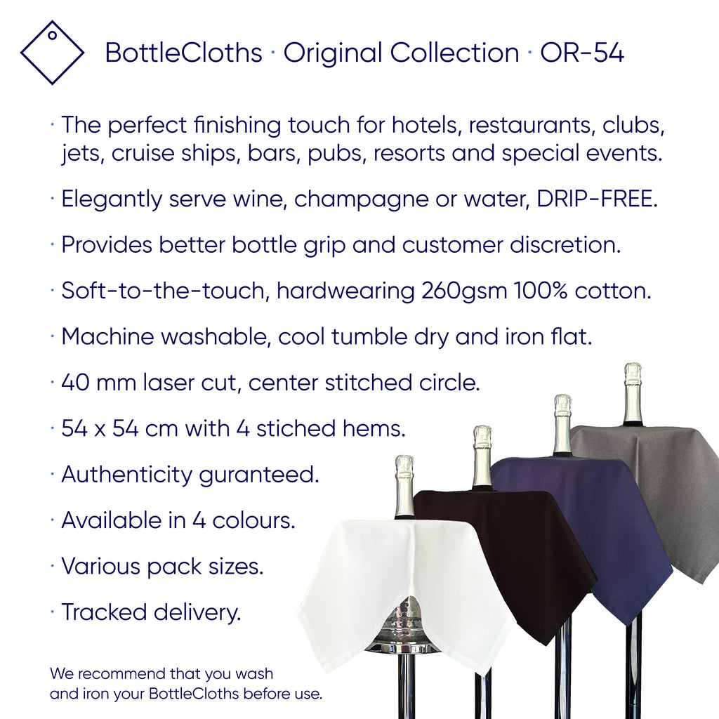Original Bottlecloth · Platina, bavlna, 54 cm, středový otvor, prošívaný kruh · balení 2