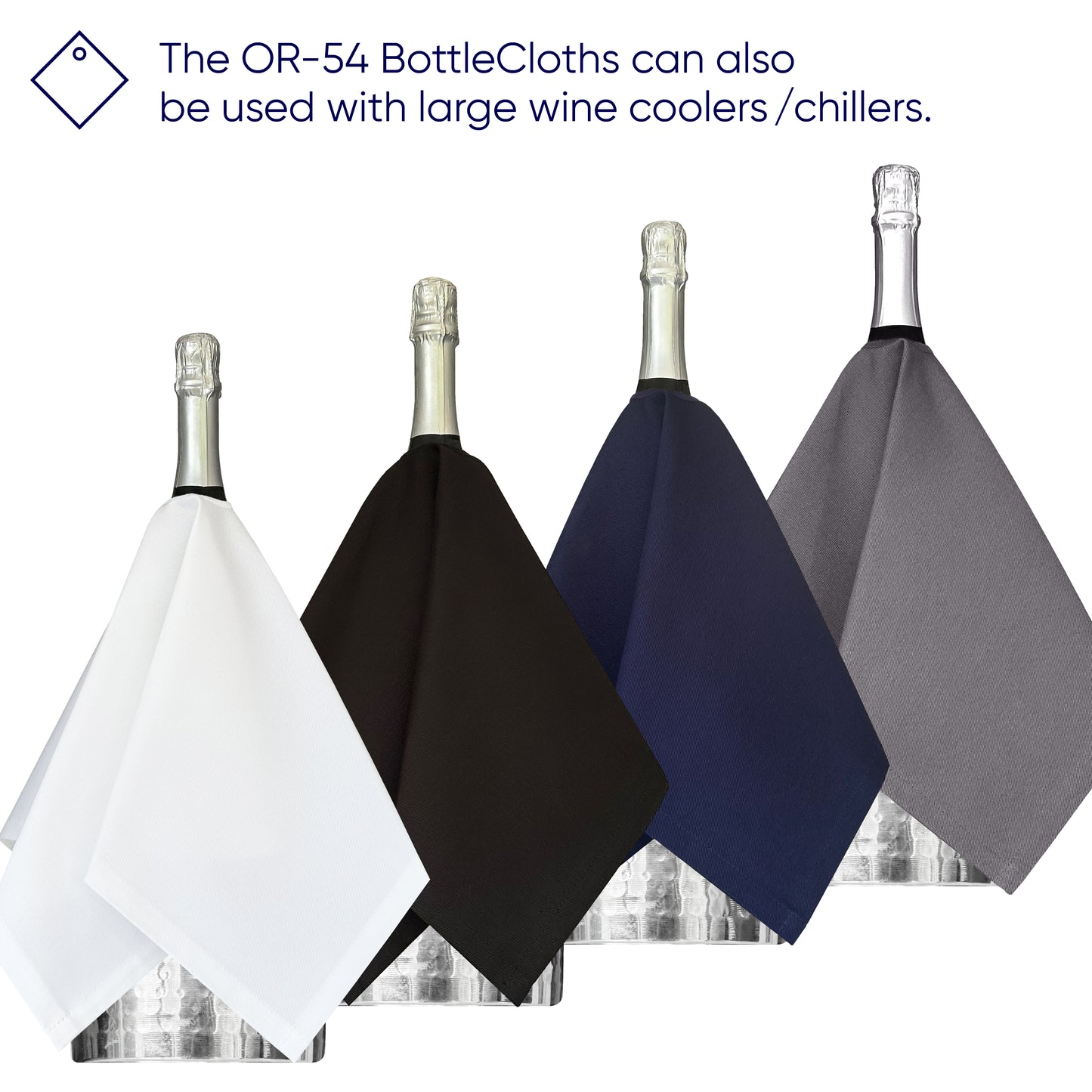 Πρωτότυπο Bottlecloth · Βασιλικό μπλε, βαμβάκι, 54 cm, κεντρική τρύπα, ραμμένο κύκλο · Πακέτο 2