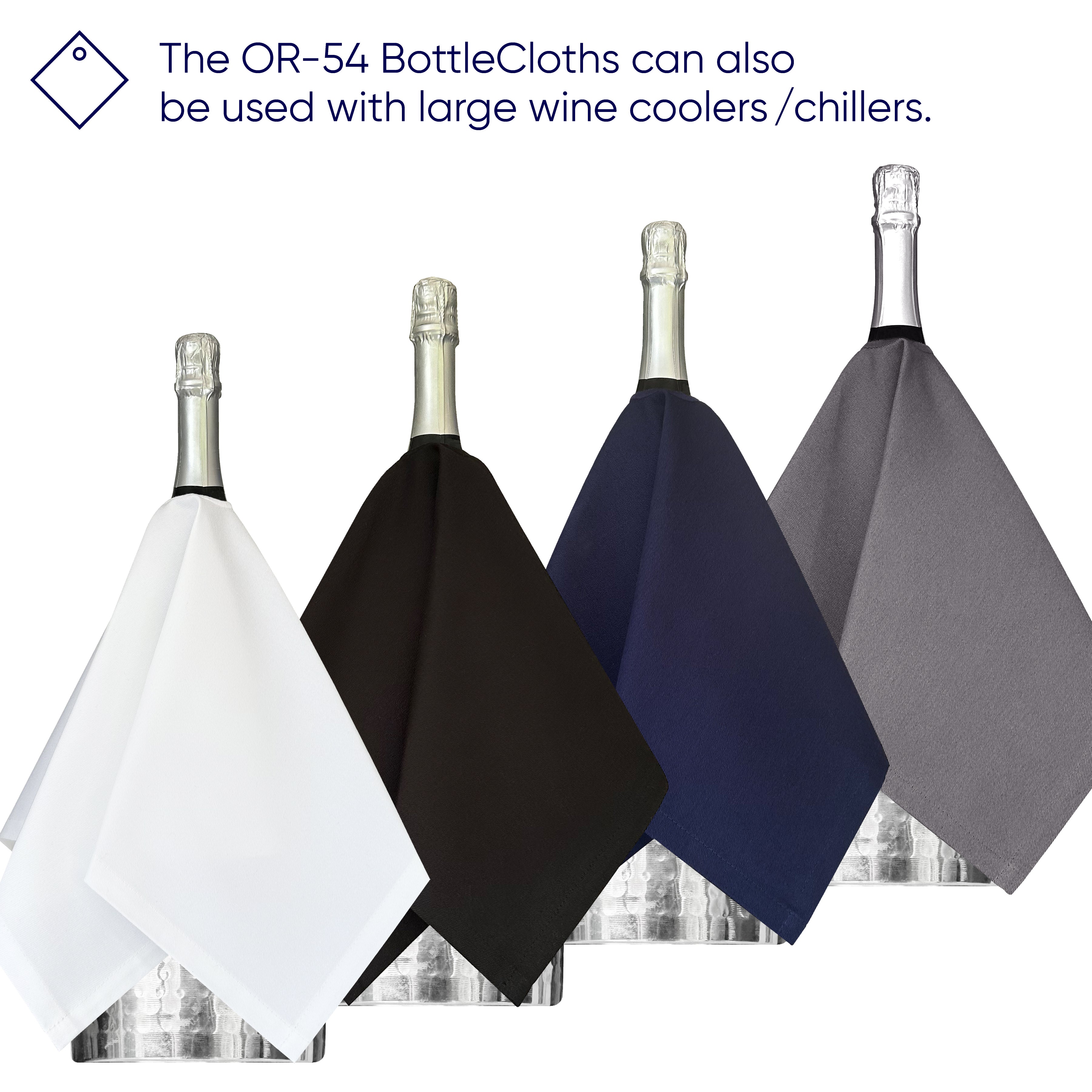 Original Bottlecloth · Svart, bomull, 54 cm, mitthål, sömnad cirkel · Pack med 8
